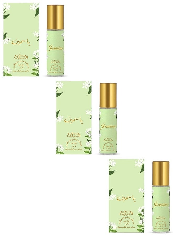 Nabeel 3 Pcs Nabeel Jasmine 6 ML Roll-On Oil Perfume Pure Floral Luxury, Long-Lasting Alcohol-Free Attar - Image 1